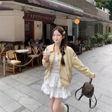 フリルボタンクリームブルゾン