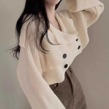 ダブルボタンフレンチルックカーディガン