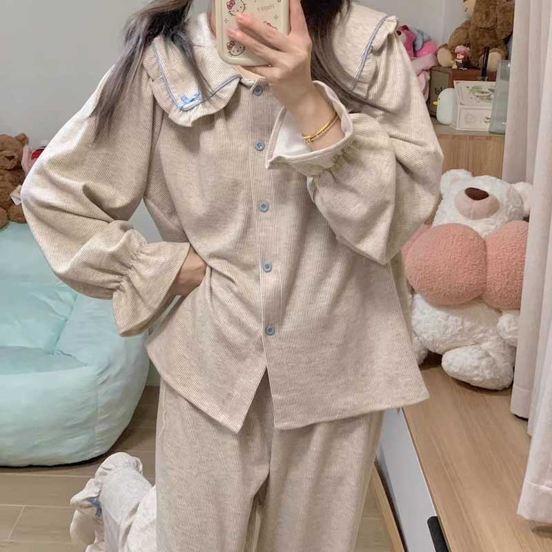 グレーブルーミニリボンルームウェア