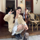 フリルボタンクリームブルゾン