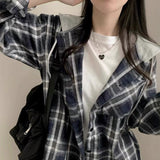 フード付きカジュアルチェックシャツ