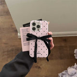 【iPhone17対応】ドットリボンフレンチiPhoneケース