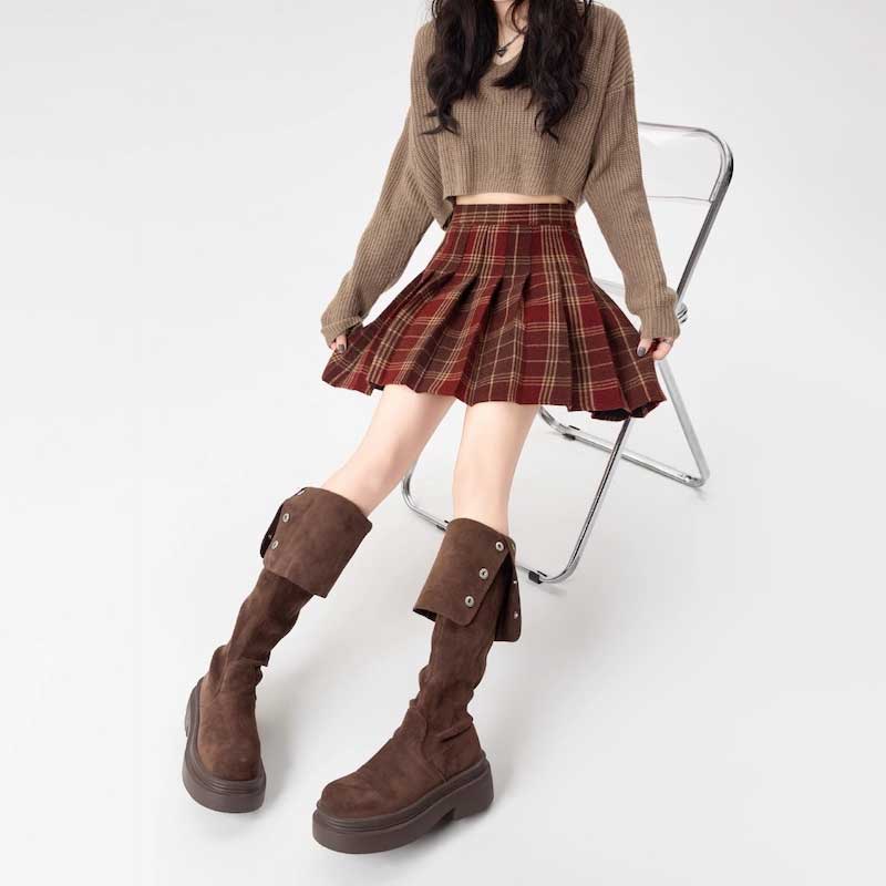 タータンチェックプリーツスカート