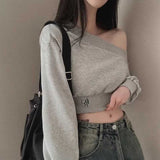 ワンショルダークロップドロゴスウェット