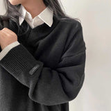 ワンポイントタグVネックニット