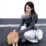 ワンショルダーファーロンT