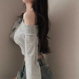 ワンショルダークロップドロゴスウェット