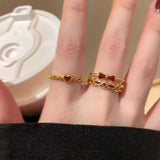 ヴィンテージレッドストーンリング3点SET