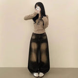 ボタンネックリブニット