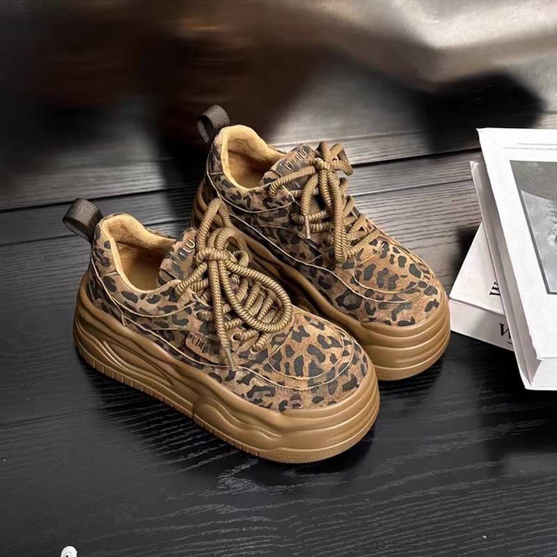 厚底グランジレオパードスニーカー