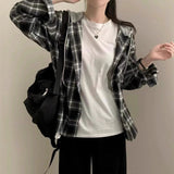 フード付きカジュアルチェックシャツ