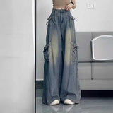 サイドリボンギャザーポケットデニム