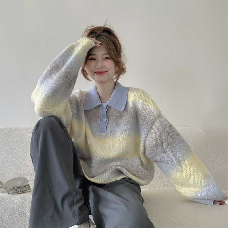 マーブルカモフラージュポロニット