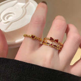 ヴィンテージレッドストーンリング3点SET