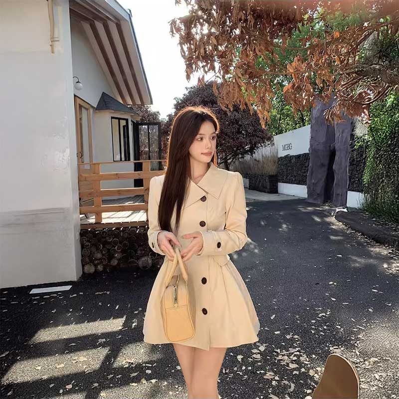 バックプリーツトレンチワンピース