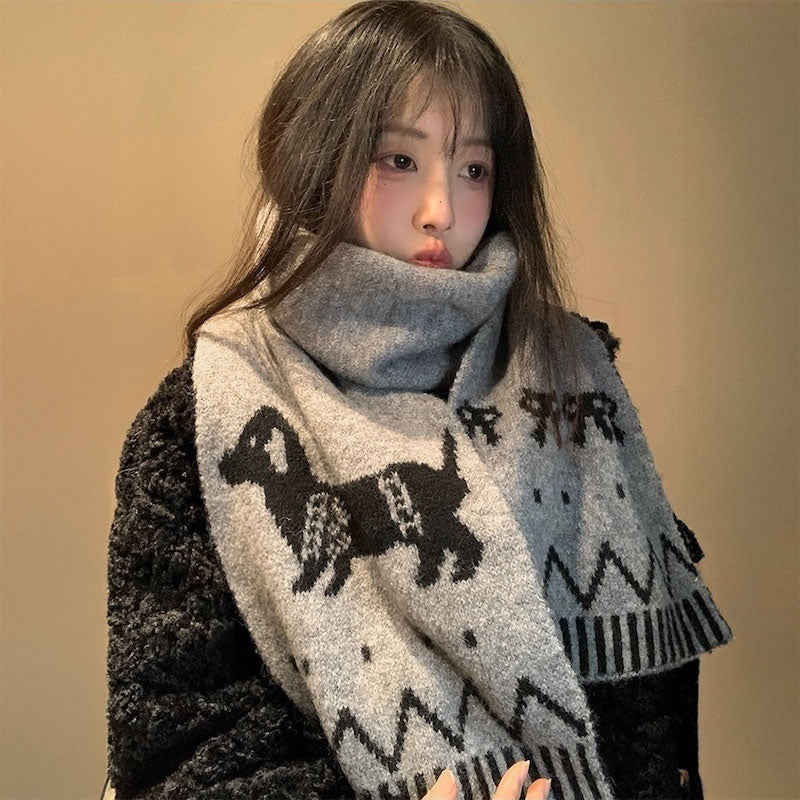 ドッグリボンモノトーンマフラー