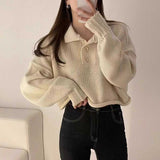 ボタンポロカットオフニット