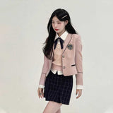韓国風ピンクグレー制服コーデ5点SET