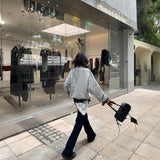 チェックレイヤードハーフジップスウェット