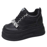 厚底ビジューレザースニーカー