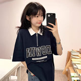 ネイビーハーフジップオーバーTシャツ