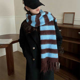 ワンポイントボーダーマフラー