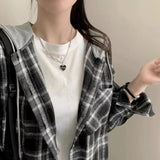 フード付きカジュアルチェックシャツ