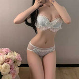 ミニリボンレースフリルブラ＆ショーツSET