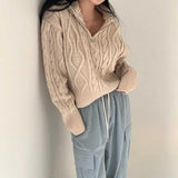 ハーフジップケーブルニット