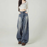 ウォッシュステッチカジュアルワイドデニム
