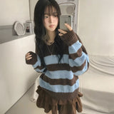 ブルーブラウンボーダーニット