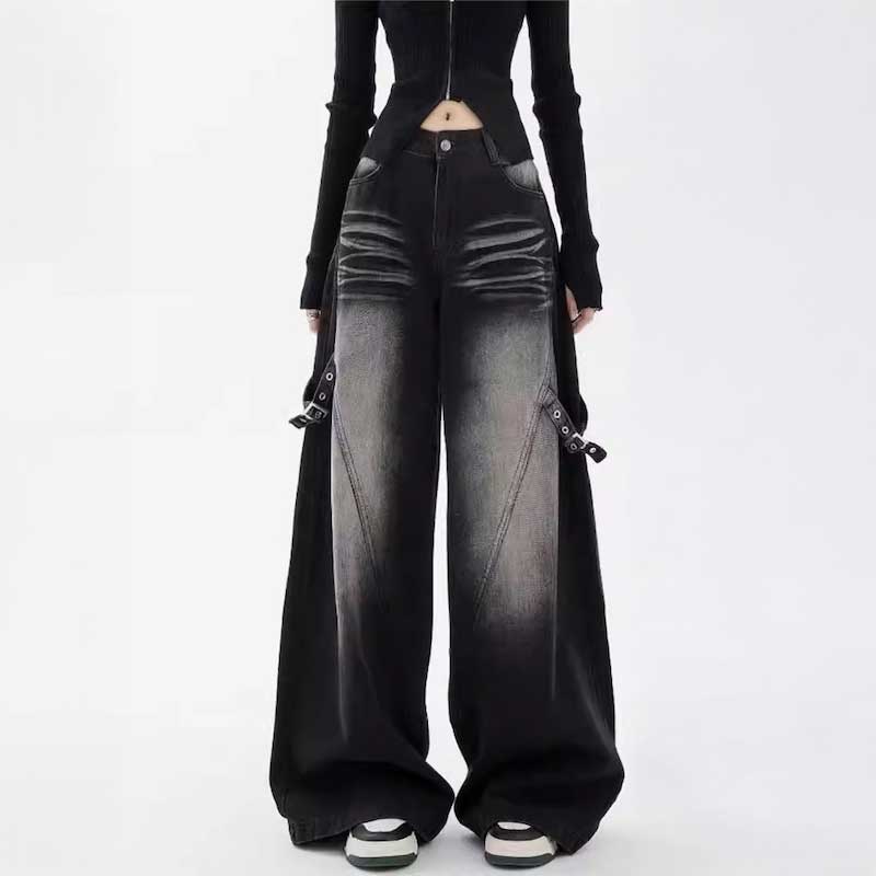 サイドベルトストリートワイドデニム