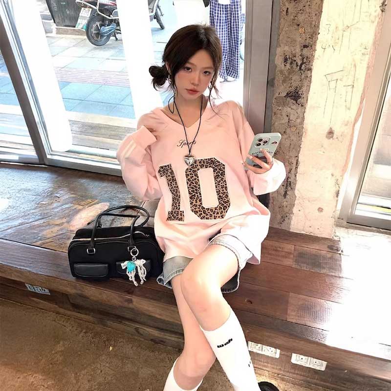 ピンクレオパードナンバーロゴロンT