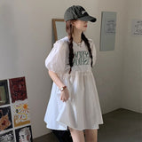パフスリーブドッキングワンピース