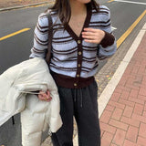 ソフトボーダーVネックカーディガン