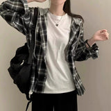 フード付きカジュアルチェックシャツ