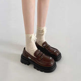 厚底リボンスタッズローファー
