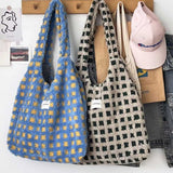 ボアチェックトートバッグ