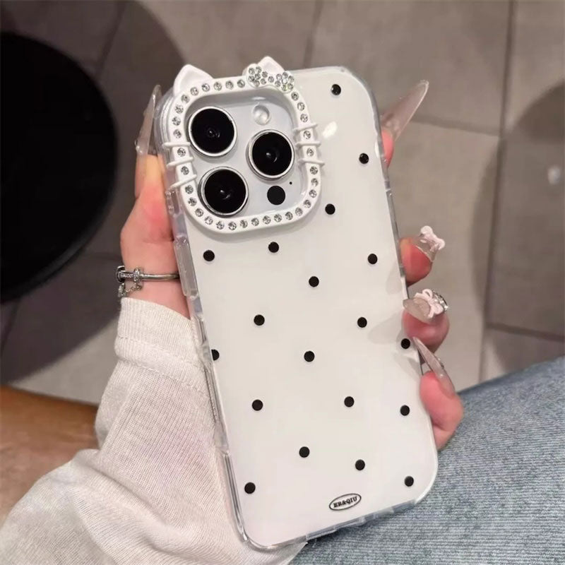 【iPhone17対応】カラードットキャットiPhoneケース