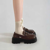 厚底リボンスタッズローファー