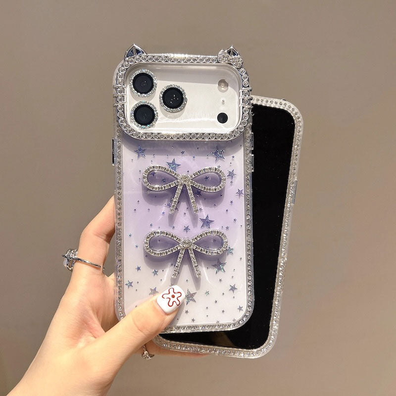 【iPhone17対応】猫耳カラーリボンiPhoneケース