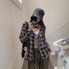 チェックシアーボレロシャツ