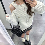 ワンショルダーローゲージニット