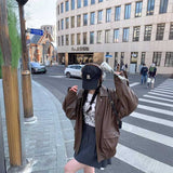 ルーズオーバーレザータッチブルゾン