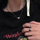 ダブルハートチェーンシルバーネックレス