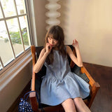 ノースリーブボタンシャツワンピース