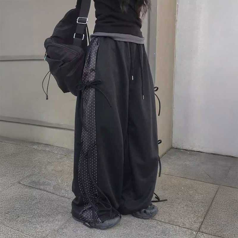 サイドリボンドットスウェットパンツ