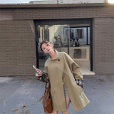 チェックアクセントノーカラートレンチコート