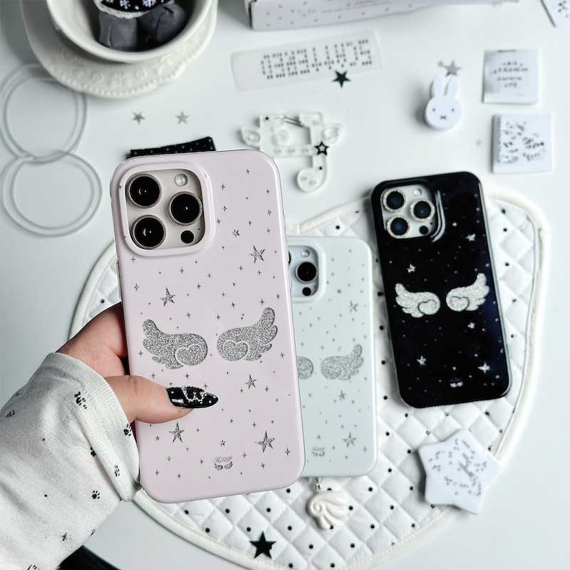 ラメスパークリングエンジェルiPhoneケース