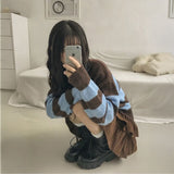 ブルーブラウンボーダーニット